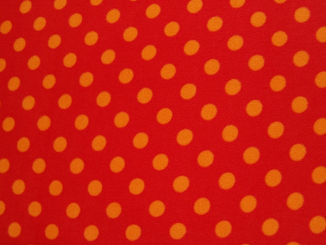 Rot mit orangenen Tupfen, Durchmesser der Tupfen: 2,5cm, Material-Nummer: FG-6