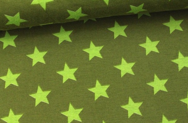 Olive-Grün mit hell-grünen Sternen, Material-Nummer: AF-17